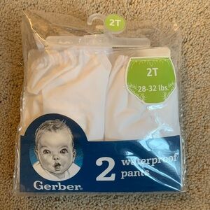 New! Gerber White Waterproof Underpants, 2 pack, Size 2T